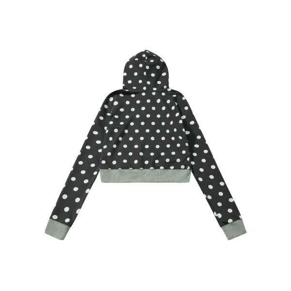 Saint Tears Polka Dot Cropped Zip-Up Hoodie Black - 10