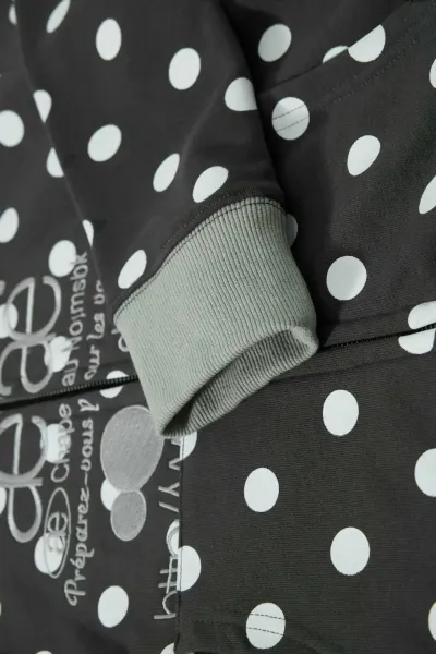 Saint Tears Polka Dot Cropped Zip-Up Hoodie Black - 26