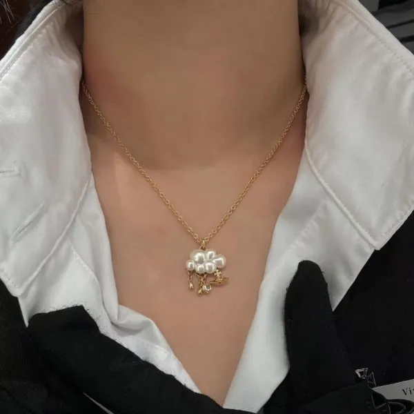 Vivienne Westwood Orb Cloud Pearl Necklace Silver - 6