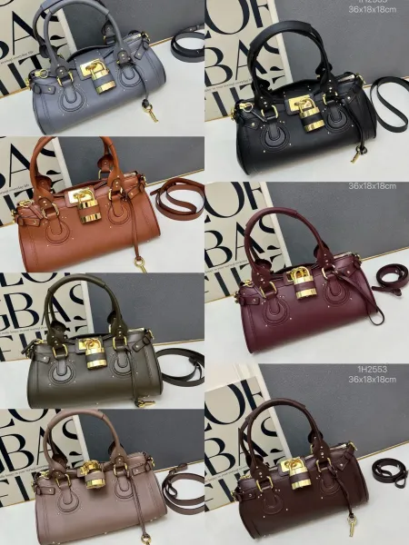 Chloé Paddington Burgundy Leather Handbag with Gold Padlock - 3