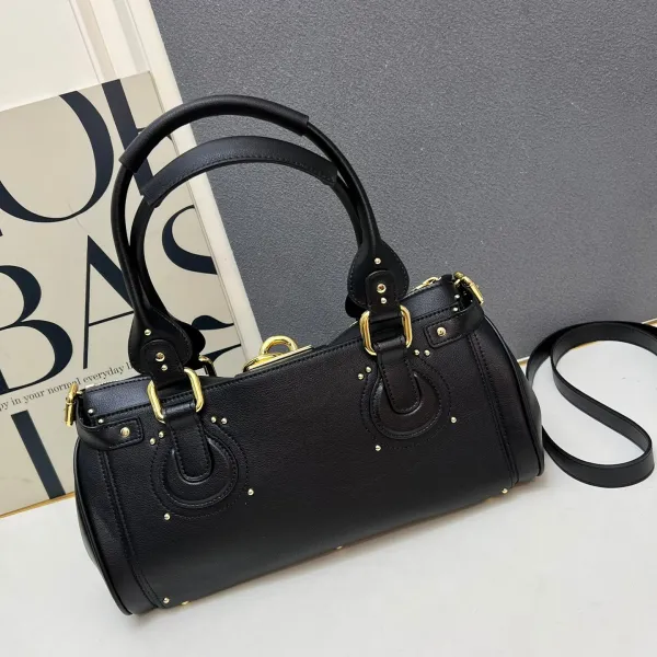 Chloé Paddington Burgundy Leather Handbag with Gold Padlock - 5