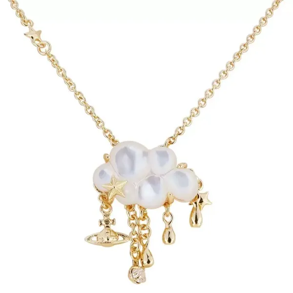 Vivienne Westwood Orb Cloud Pearl Necklace Silver - 4