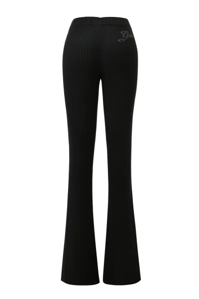 Pink Ribbed Flare Knit Pants - 7