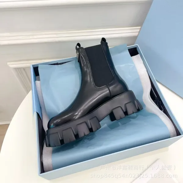 Prada Cleated Chelsea Boots Black - 10