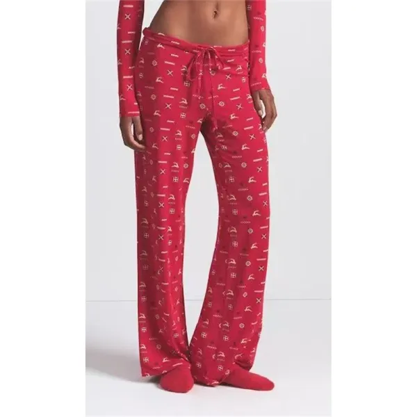 Victoria's Secret Pink Holiday Print Sleepwear Set Red - 1
