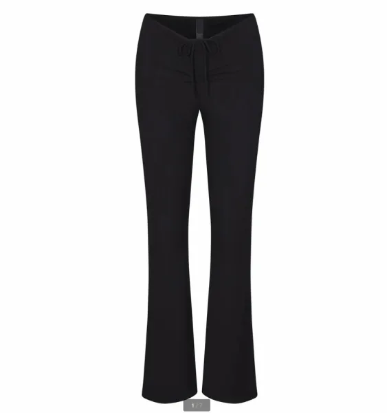 Blue Drawstring Waist Flare Pants - 11