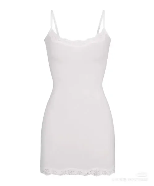 Black Floral Lace Trim Camisole Dress - 7
