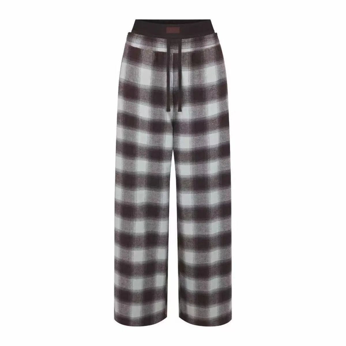 Burberry Check Wool-Blend Wide-Leg Pants - 10