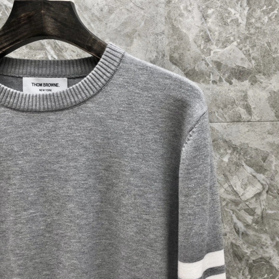 Thom Browne 4-Bar Stripe Crewneck Sweater Beige - 12
