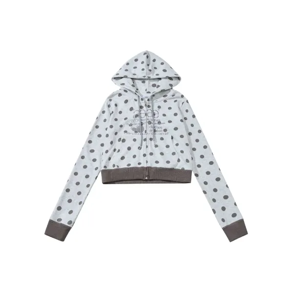 Saint Tears Polka Dot Cropped Zip-Up Hoodie Black - 7