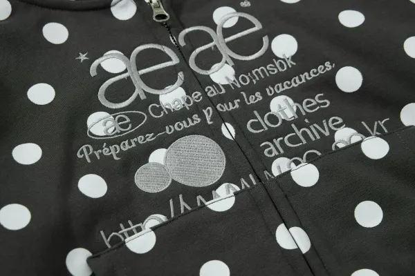 Saint Tears Polka Dot Cropped Zip-Up Hoodie Black - 23