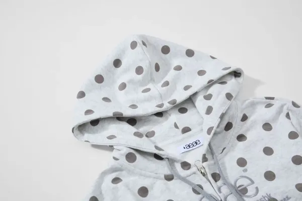 Saint Tears Polka Dot Cropped Zip-Up Hoodie Black - 12