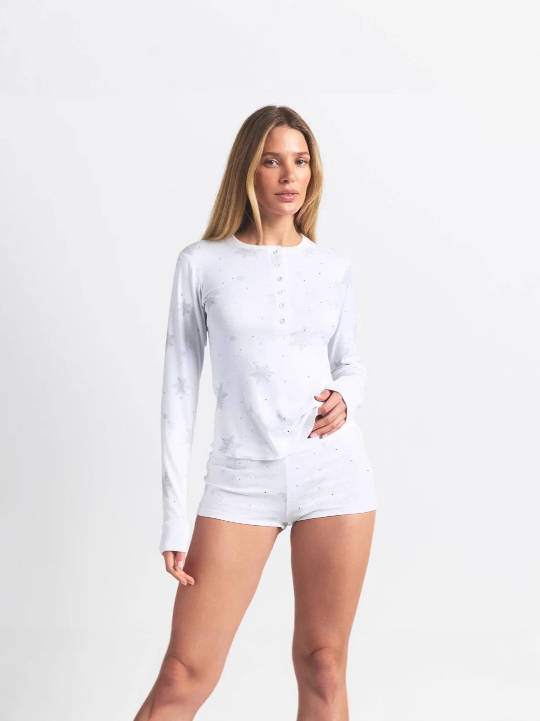 Imposter London Snowflake Embroidered Henley Base-Layer White - 10