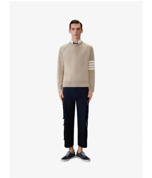 Thom Browne 4-Bar Stripe Crewneck Sweater Gray - 3