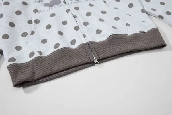 Saint Tears Polka Dot Cropped Zip-Up Hoodie Black - 20