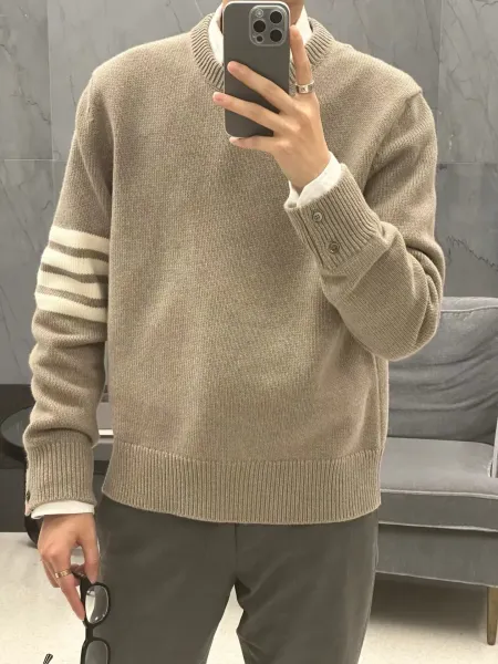 Thom Browne 4-Bar Stripe Crewneck Sweater Gray - 13