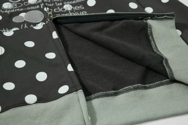 Saint Tears Polka Dot Cropped Zip-Up Hoodie Black - 28
