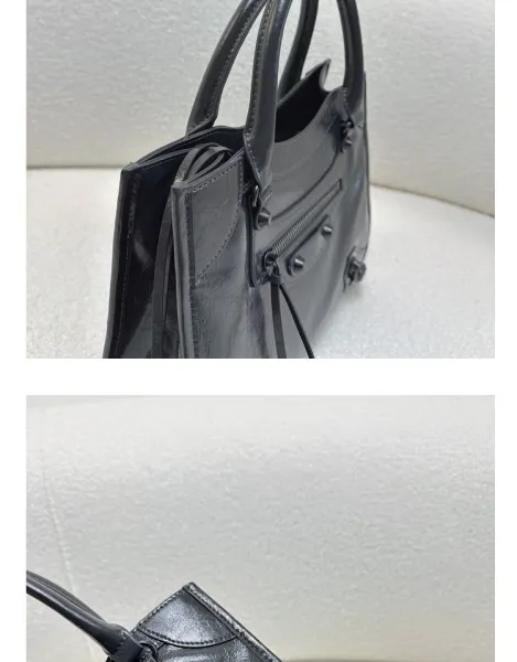 Balenciaga Mini City Bag Black Crinkled Leather Handbag - 33