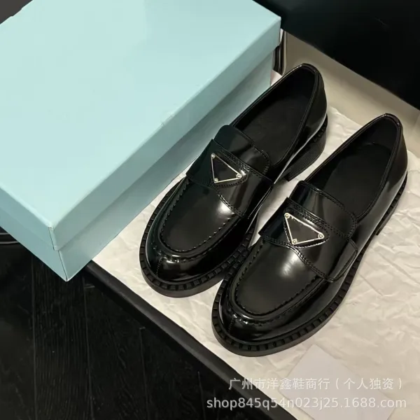 Prada Cleated Loafers Black Patent Leather Chunky Platform Loafers - 31