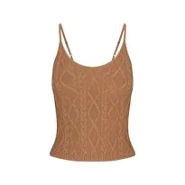 Cable Knit Cropped Vest Top in Light Gray - 37