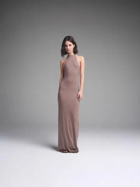 Black High-Neck Midi Dress - 4