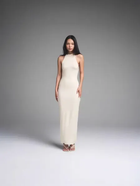 Black High-Neck Midi Dress - 5
