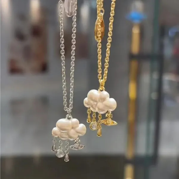 Vivienne Westwood Orb Cloud Pearl Necklace Silver - 2