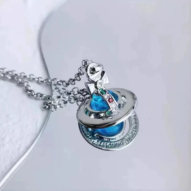 Unbranded Jewelry Saturn Orb Pendant Necklace with Cross Detail product detail image 7