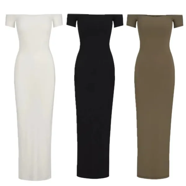 Off-White Off-Shoulder Maxi Dress White - 3