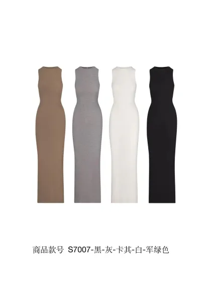 Olive Ribbed Sleeveless Maxi Dress - 3