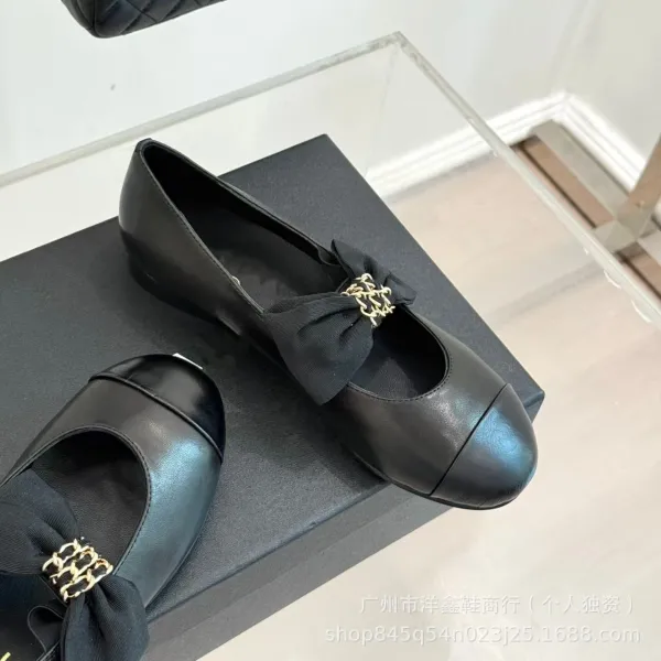 Chanel-inspired Two-Tone Bow Loafers Beige and Black Flat Shoes - 11