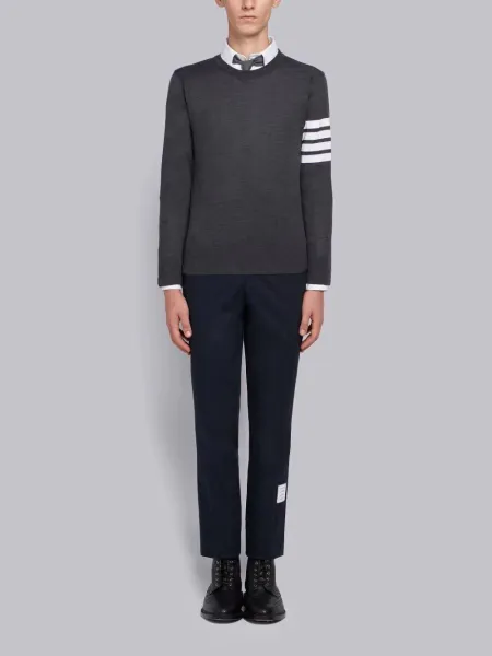 Thom Browne 4-Bar Stripe Navy Wool Sweater - 5