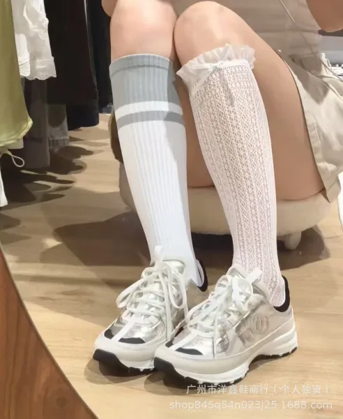 Chanel CC Logo Chunky Sneakers Gold Pink Beige Multicolor Sneakers - 5