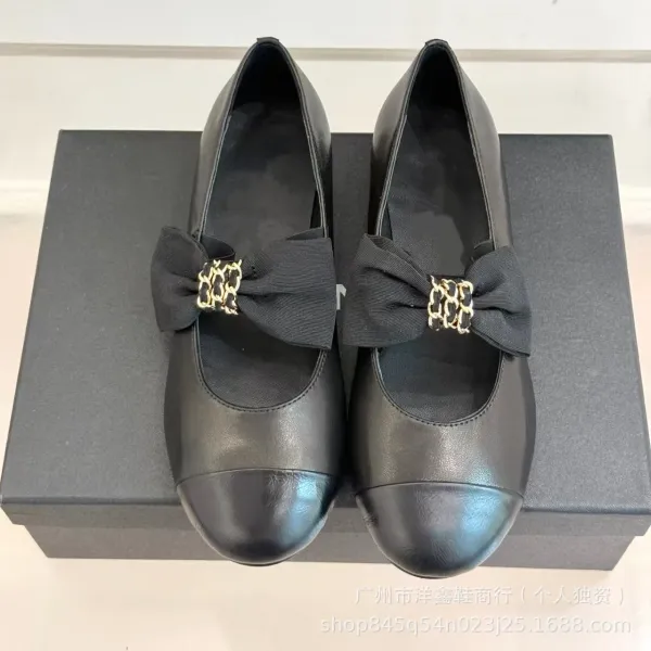 Chanel-inspired Two-Tone Bow Loafers Beige and Black Flat Shoes - 9