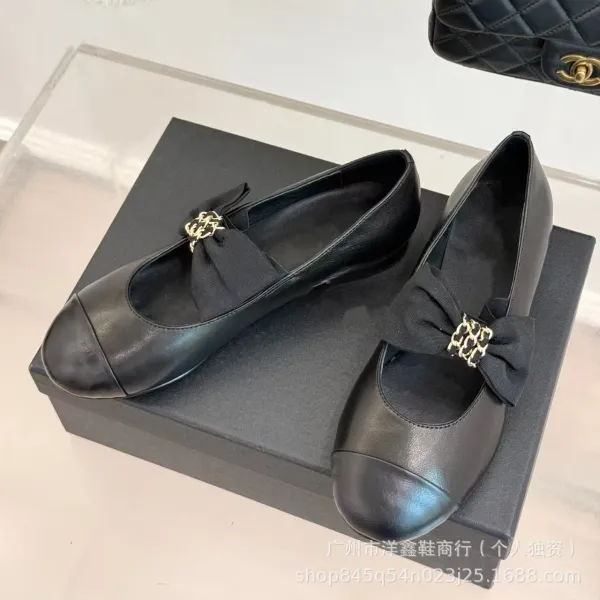 Chanel-inspired Two-Tone Bow Loafers Beige and Black Flat Shoes - 10