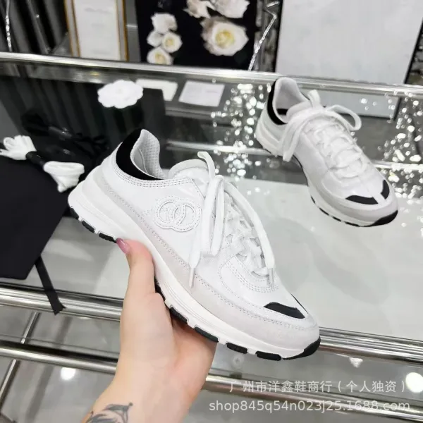 Chanel CC Logo Chunky Sneakers Gold Pink Beige Multicolor Sneakers - 22