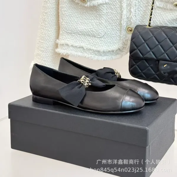 Chanel-inspired Two-Tone Bow Loafers Beige and Black Flat Shoes - 13