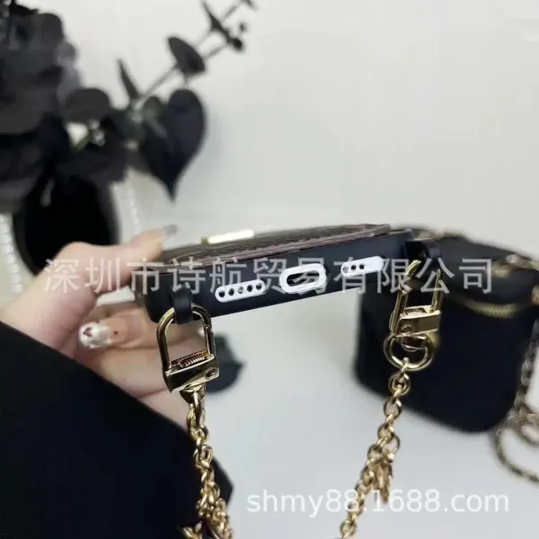 Louis Vuitton Monogram Cardholder Phone Case with Chain Strap Black - 6