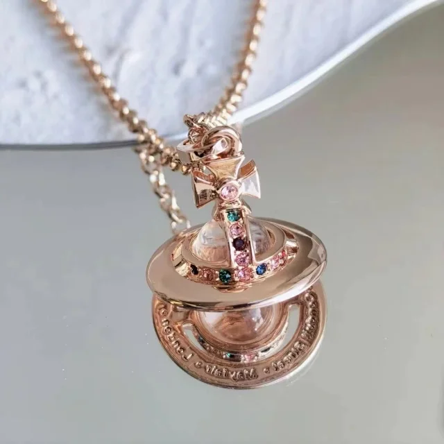 Unbranded Jewelry Saturn Orb Pendant Necklace with Cross Detail product detail image 2