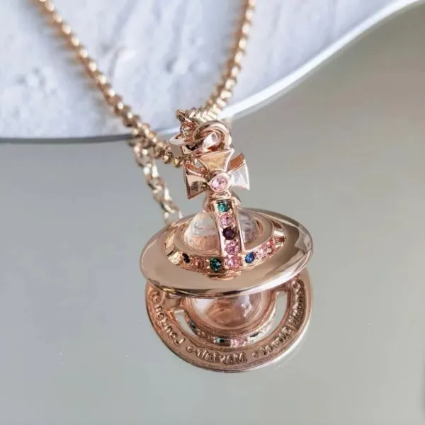 Vivienne Westwood Orb Cross Necklace Gold Multicolor Jewelry - 3