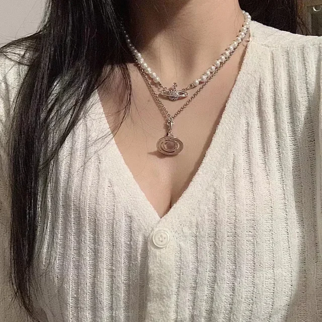 Unbranded Jewelry Saturn Orb Pendant Necklace with Cross Detail product detail image 13