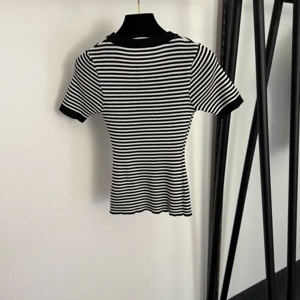 Prada Striped Knit Vest-Top Black and White - 5