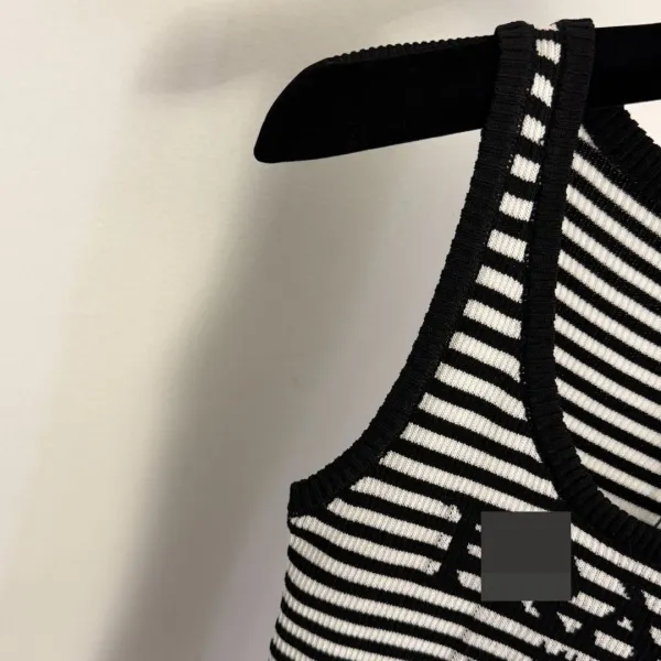 Prada Striped Knit Vest-Top Black and White - 13