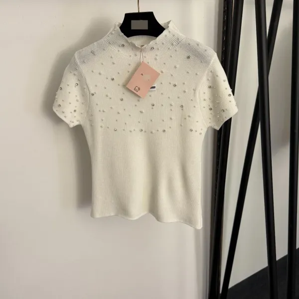 MMY Pearl-Embellished Knit Top Black - 8