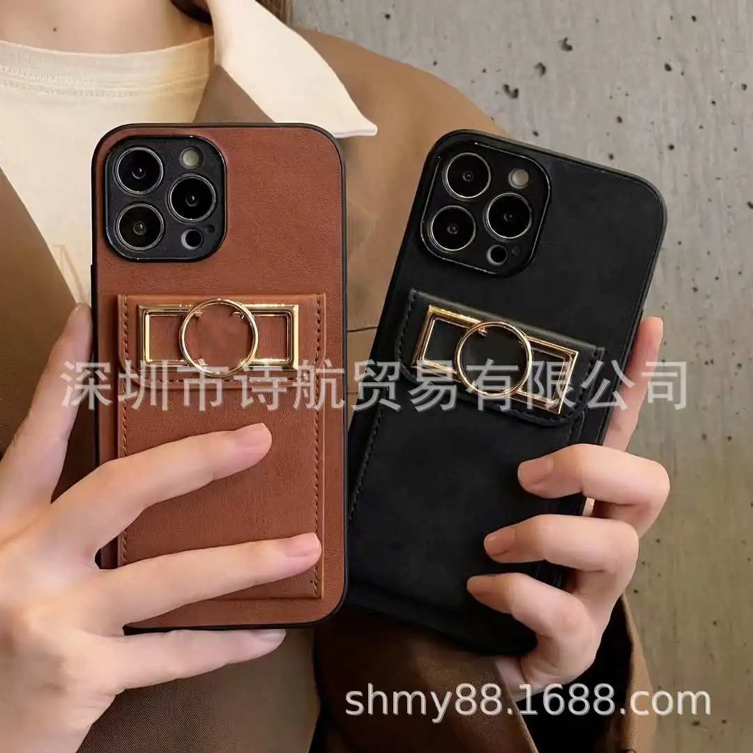 Universal Phone Case with Ring Holder and Card Slot Black Phone-Case - 2