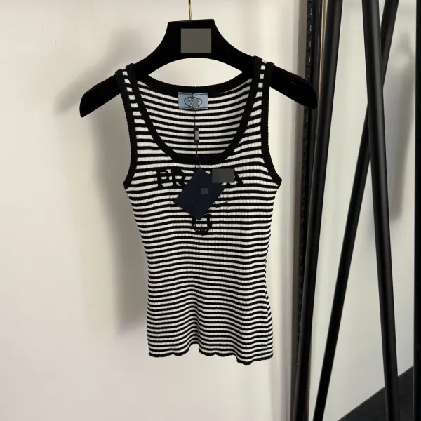 Prada Striped Knit Vest-Top Black and White - 8