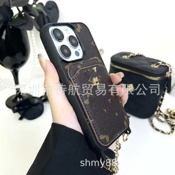 Louis Vuitton Monogram Cardholder Phone Case with Chain Strap Black - 8