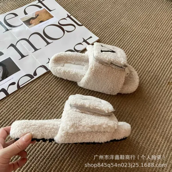 Valentino Garavani VLogo Shearling Slippers Brown - 23