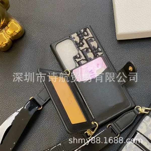 Dior Oblique Print Phone Case with Strap Navy Blue Phone-Accessories - 5