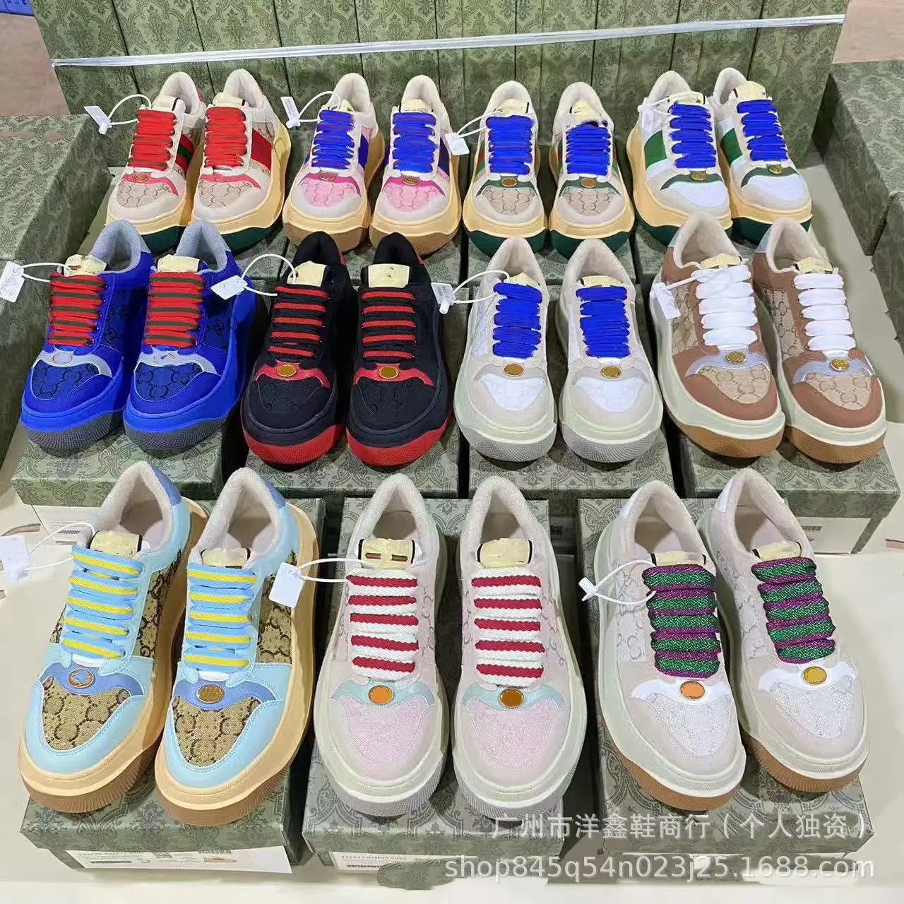 Gucci Rhyton Sneakers Black Red Striped Velcro Chunky Sneakers - 6